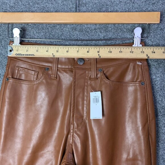 NEW Old Navy Womens Faux Leather High Rise OG Loose‎ Brown Pants Size 0 - Picture 4 of 11